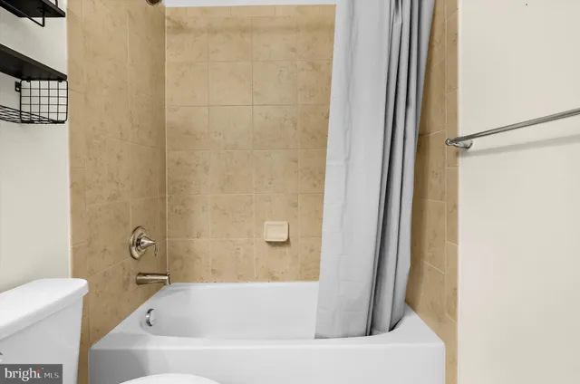 a bathroom with a bathtub
