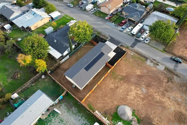 an aerial view of a house
