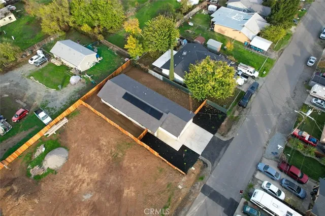 an aerial view of a house