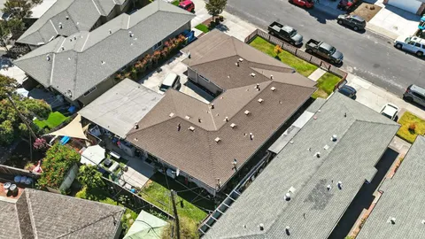 an aerial view of a house