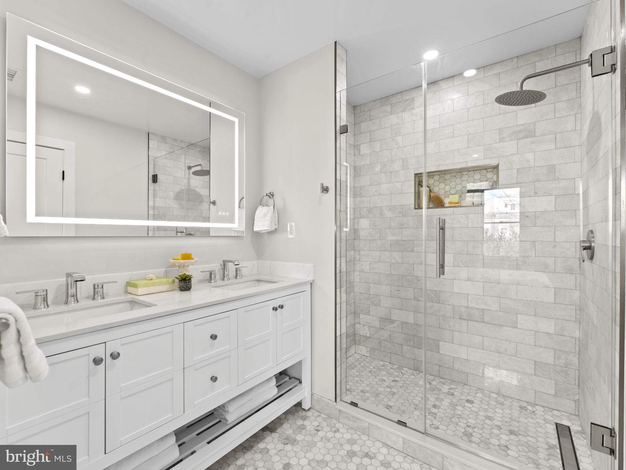 532 Shepherd Street Northwest Washington, DC 20011 - Photo 2 of 28 Ensuite Bathroom with Marble Tiles, Double Vanity