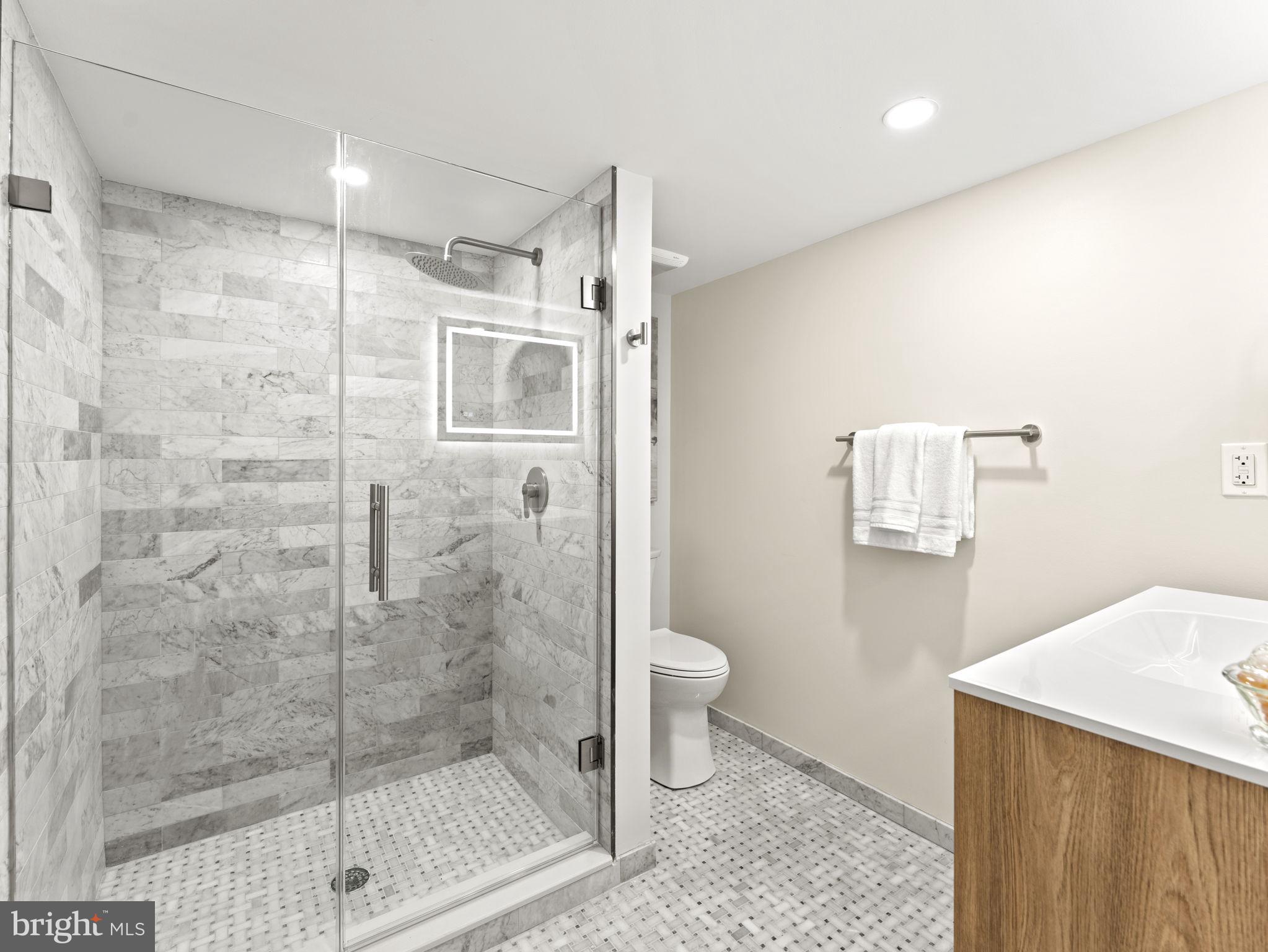 532 Shepherd Street Northwest Washington, DC 20011 - Photo 25 of 28 3rd Full Bath w/Marble Tiled Shower