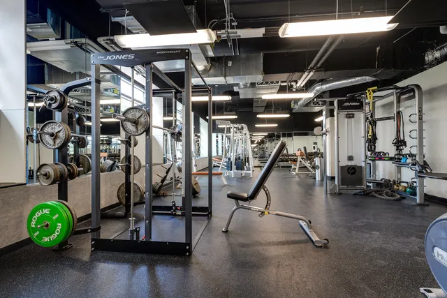 a view of a room with gym equipment
