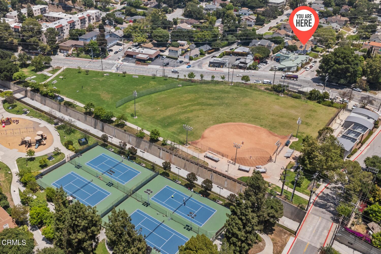 1807 Alpha Road Glendale, CA 91208 - Photo 24 of 26 an aerial view of a pool yard and outdoor seating