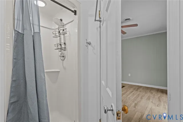 a bathroom with a shower