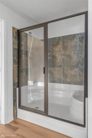 a hallway with a closet in it