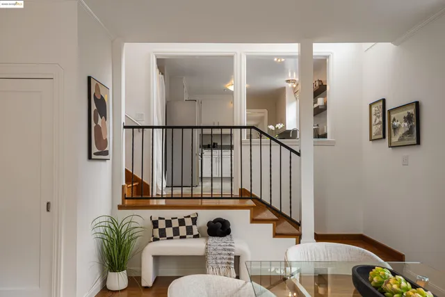 a view of balcony with furniture