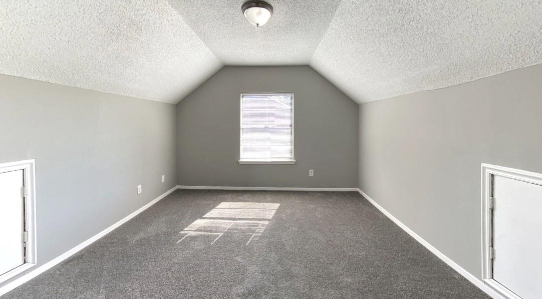 4326 Cloudburst Road Memphis, TN 38141 - Photo 3 of 10 Additional living space with carpet flooring, a textured ceiling, and lofted ceiling
