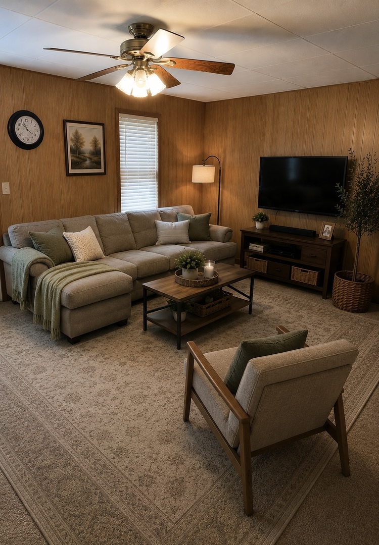 407 Middleton Street Iuka, IL 62849 - Photo 2 of 14 a living room with furniture and a flat screen tv