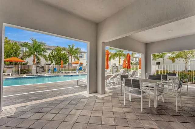 a view of outdoor space with swimming pool