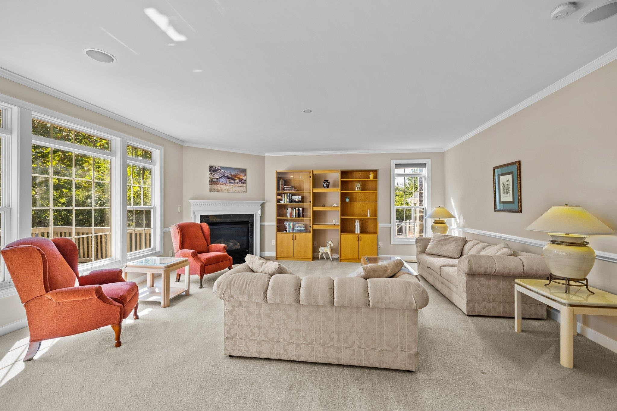 11900 Deneb Court Raleigh, NC 27614 - Photo 25 of 60 a living room with fireplace furniture and a large window