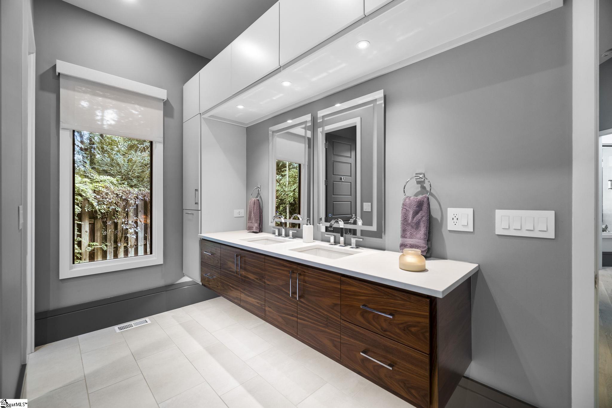 36 Gossamer Place Greenville, SC 29607 - Photo 22 of 50 Walnut Floating Cabinetry with under lighting