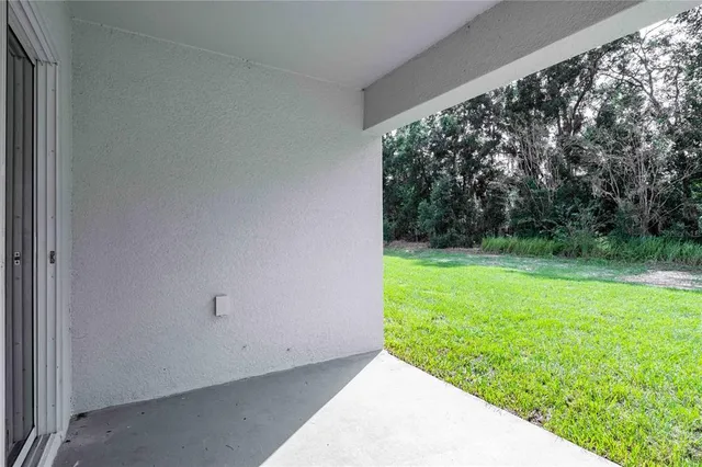 a view of backyard with green space