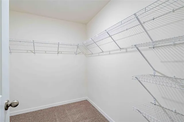 a view of a room with racks on the wall