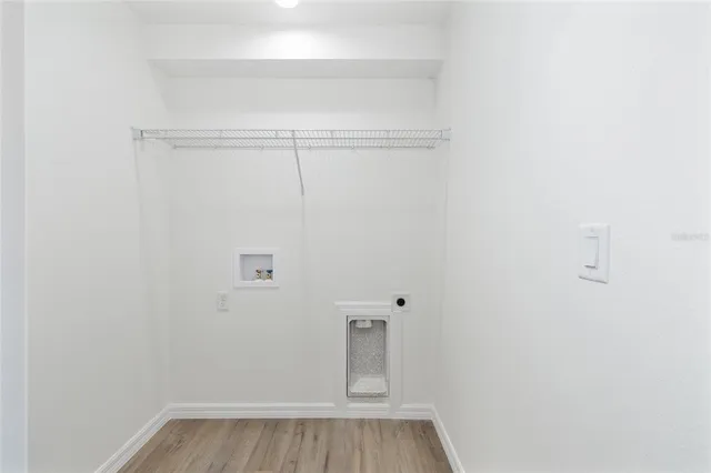 a view of small space with racks on the wall