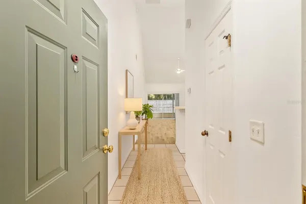 a view of a living room with a wooden floor