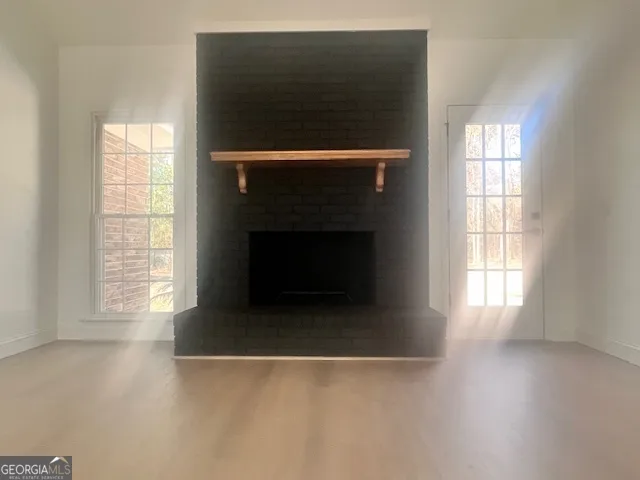 an empty room with windows