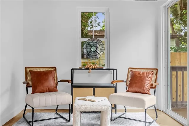 a view of workspace with a couch and chair