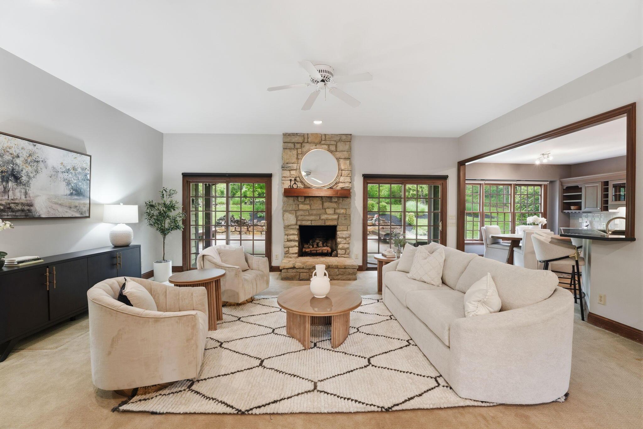 1159 Stone Run Lancaster, OH 43130 - Photo 12 of 53 Main Living Space anchored with Stone Fireplace.