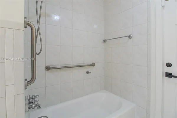 a bathroom with a bathtub