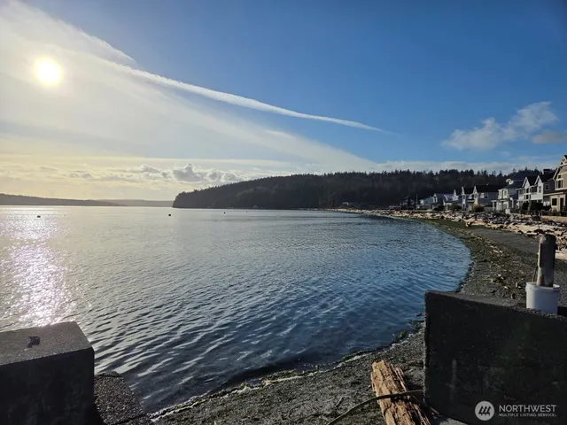a view of lake and mountain