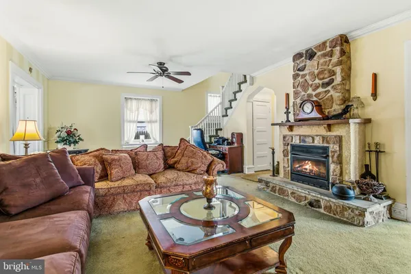 a living room with furniture