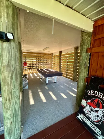 a view of a couch in the balcony