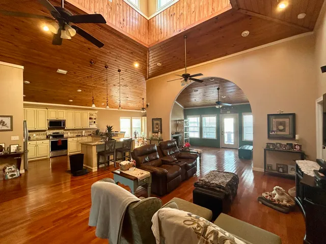 a living room with furniture