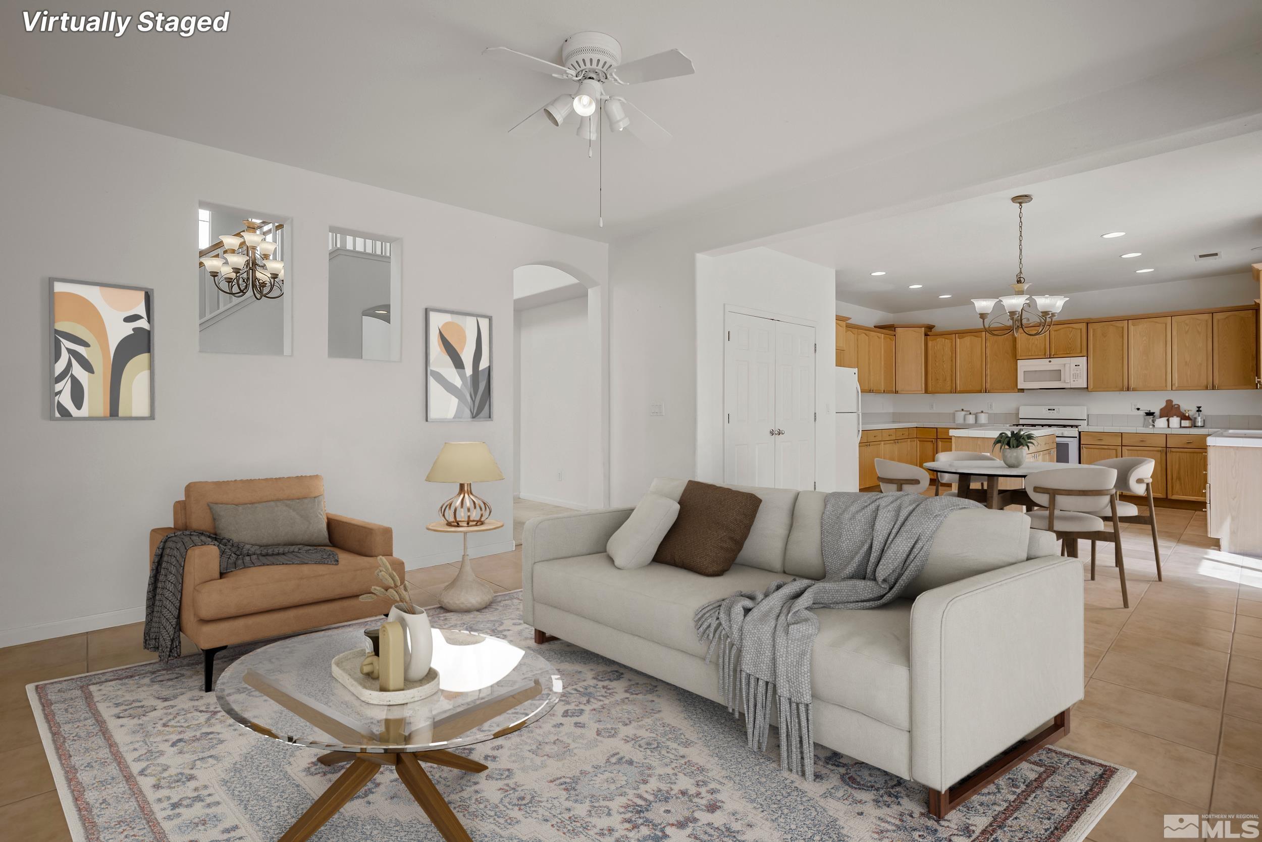 1722 Back Country Court Reno, NV 89521 - Photo 10 of 33 a living room with furniture kitchen view and a chandelier