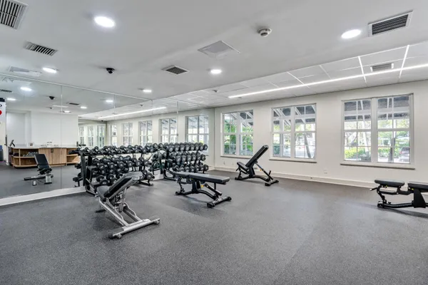 a living room with a large window