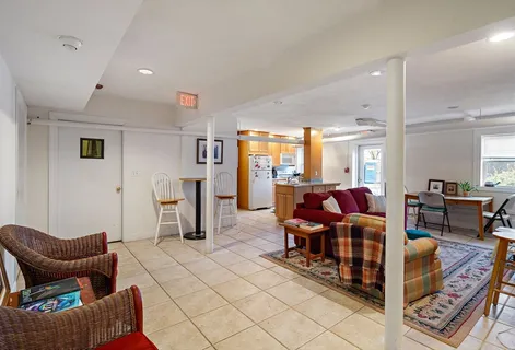a living room with furniture