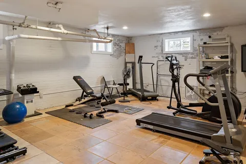 a view of a room with gym equipment