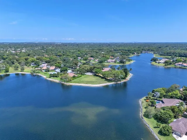 a view of a lake with a city