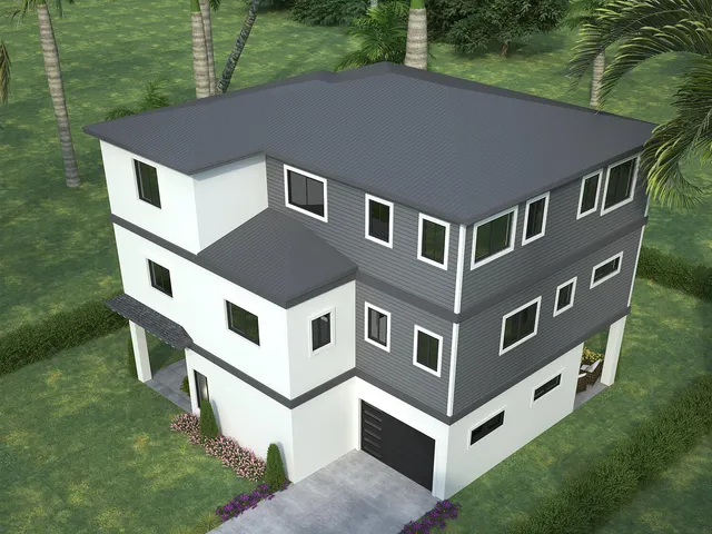 a aerial view of a house with roof