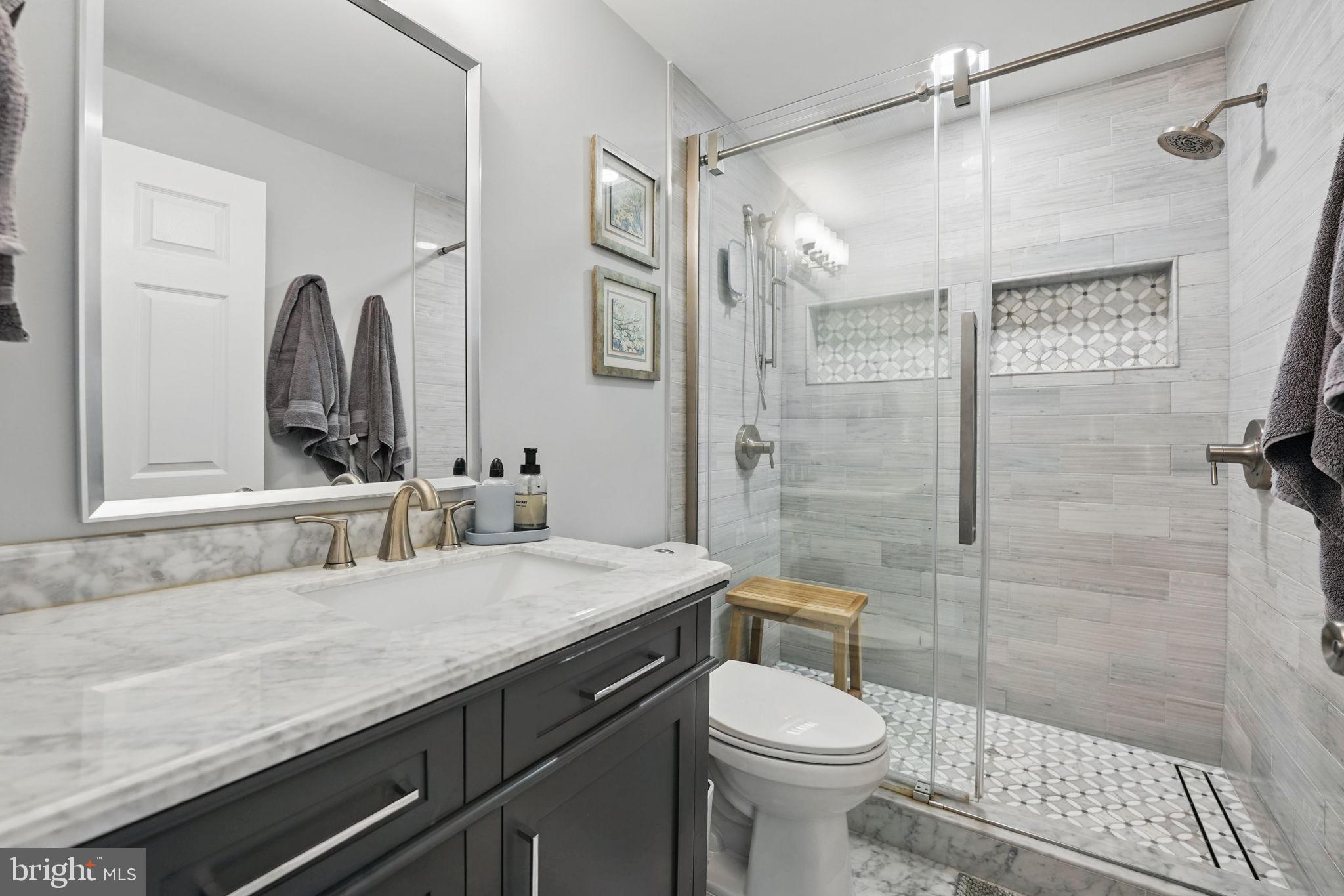 6383 Michael Robert Drive Springfield, VA 22150 - Photo 14 of 29 a bathroom with a sink a toilet and shower