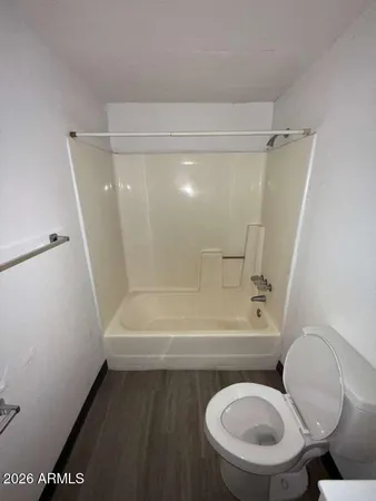 a bathroom with a toilet and a bathtub