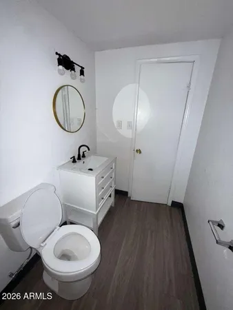 a bathroom with a toilet a sink and mirror