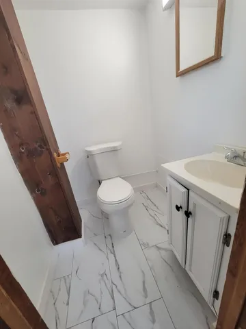 a bathroom with a sink toilet and vanity