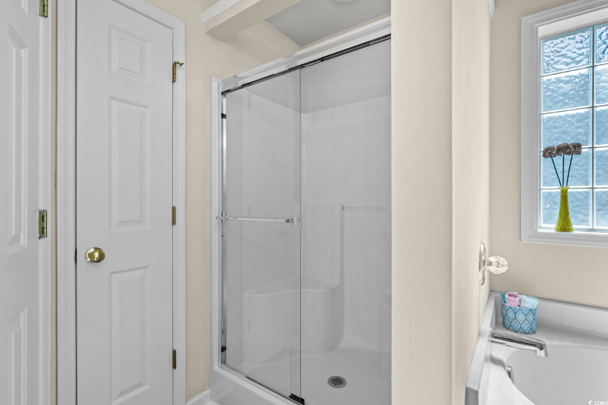 280 Barclay Drive Myrtle Beach, SC 29579 - Photo 27 of 38 Bathroom featuring healthy amount of natural light, a shower stall, and a bath