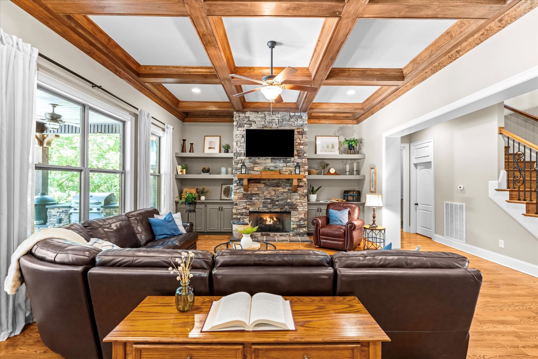 8311 Saundersville Road Mount Juliet, TN 37122 - Photo 24 of 70 a living room with fireplace furniture and a large window
