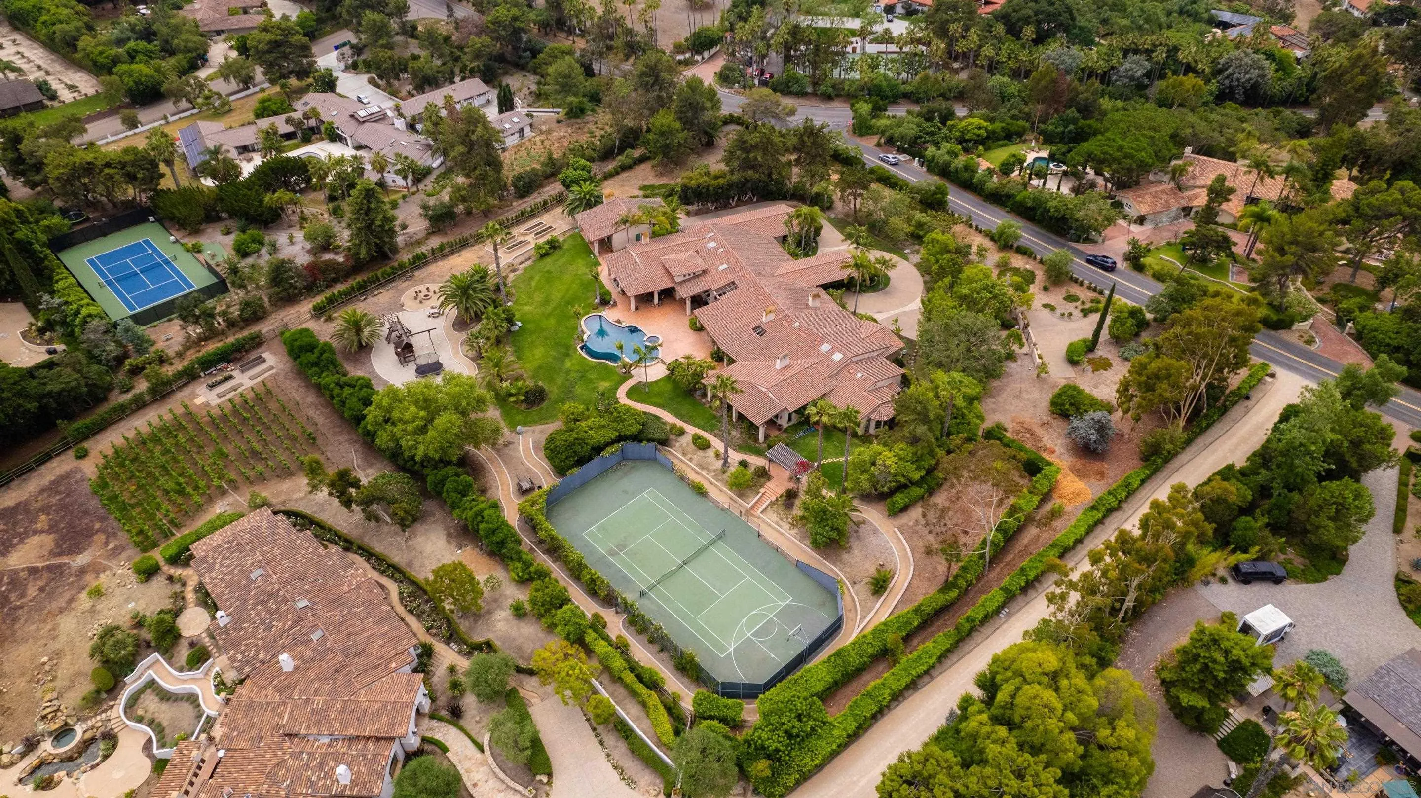 17427 Los Morros Rancho Santa Fe, CA 92067 - Photo 5 of 11 an aerial view of a residential houses with outdoor space
