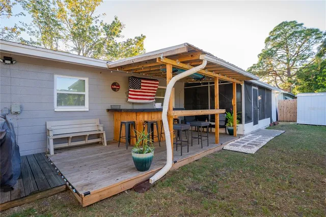 a view of outdoor space with porch and furniture