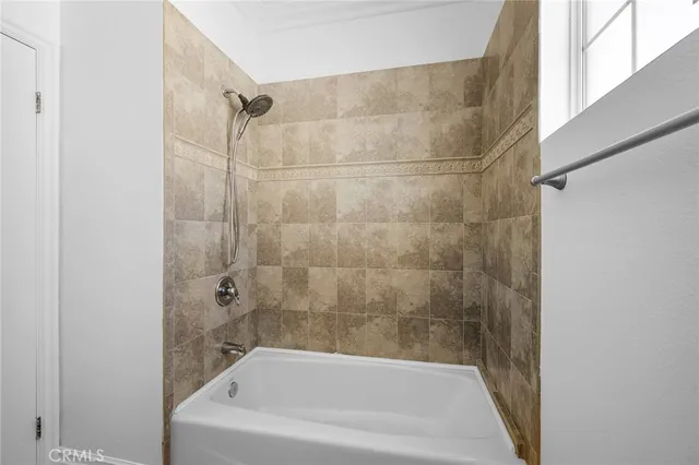 a bathroom with a bathtub