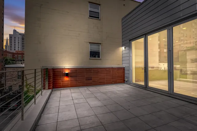 a view of a city with tall buildings