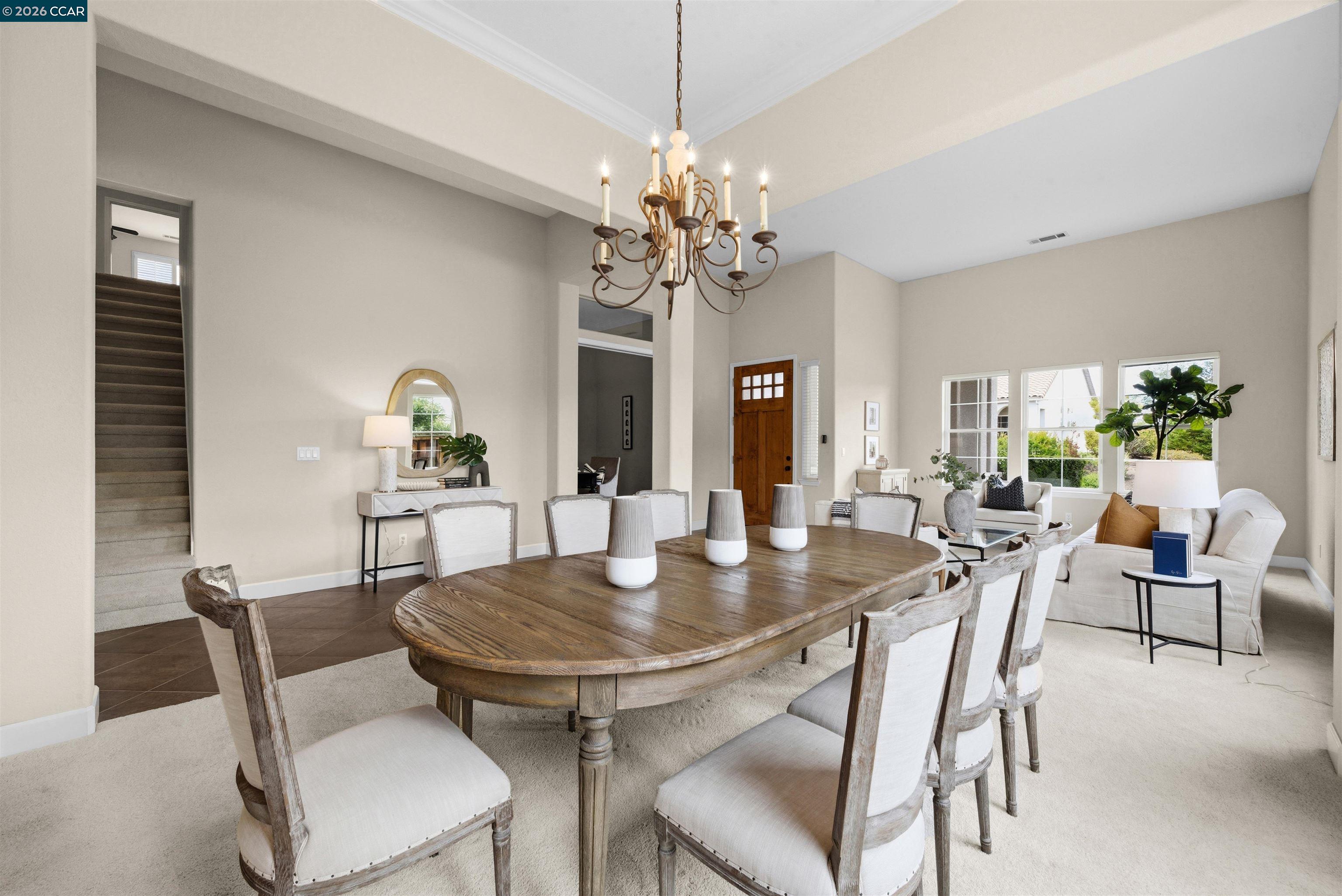 5260 Hiddencrest Court Concord, CA 94521 - Photo 12 of 87 a view of a dining room with furniture and chandelier