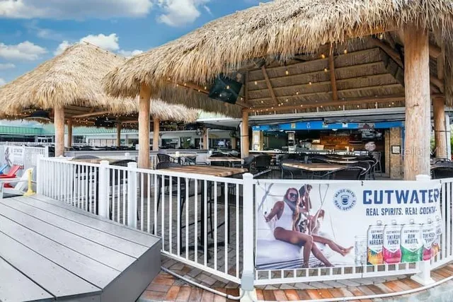 a view of a street with sitting area