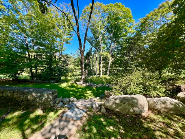 a backyard of a house with lots of green space