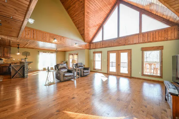 a view of a room with storage