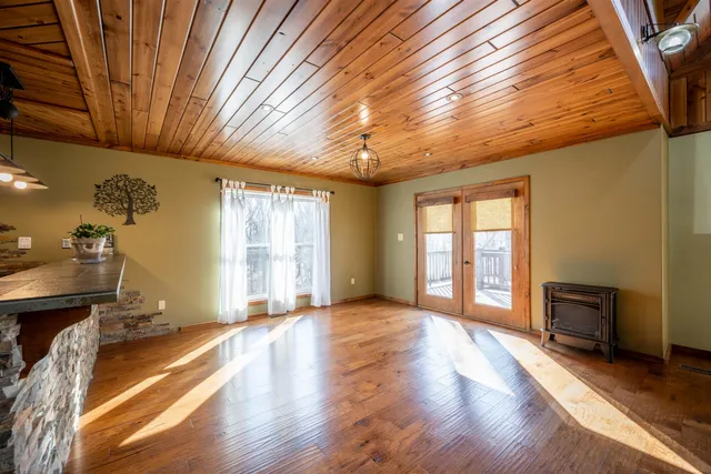 a view of a lake with a house