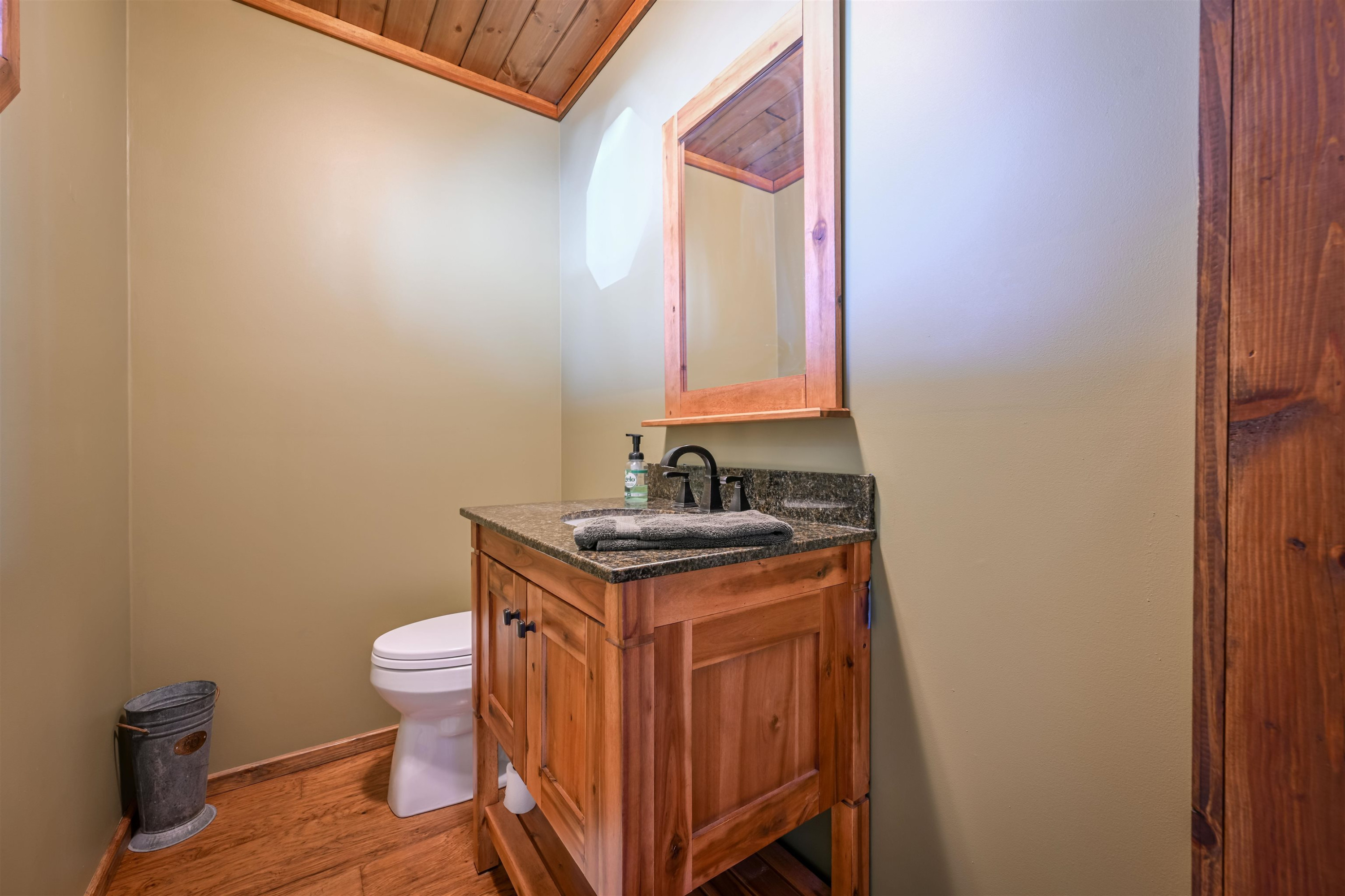 576 Ridgeway Road Sugar Tree, TN 38380 - Photo 32 of 66 a bathroom with a granite countertop sink a toilet and a mirror